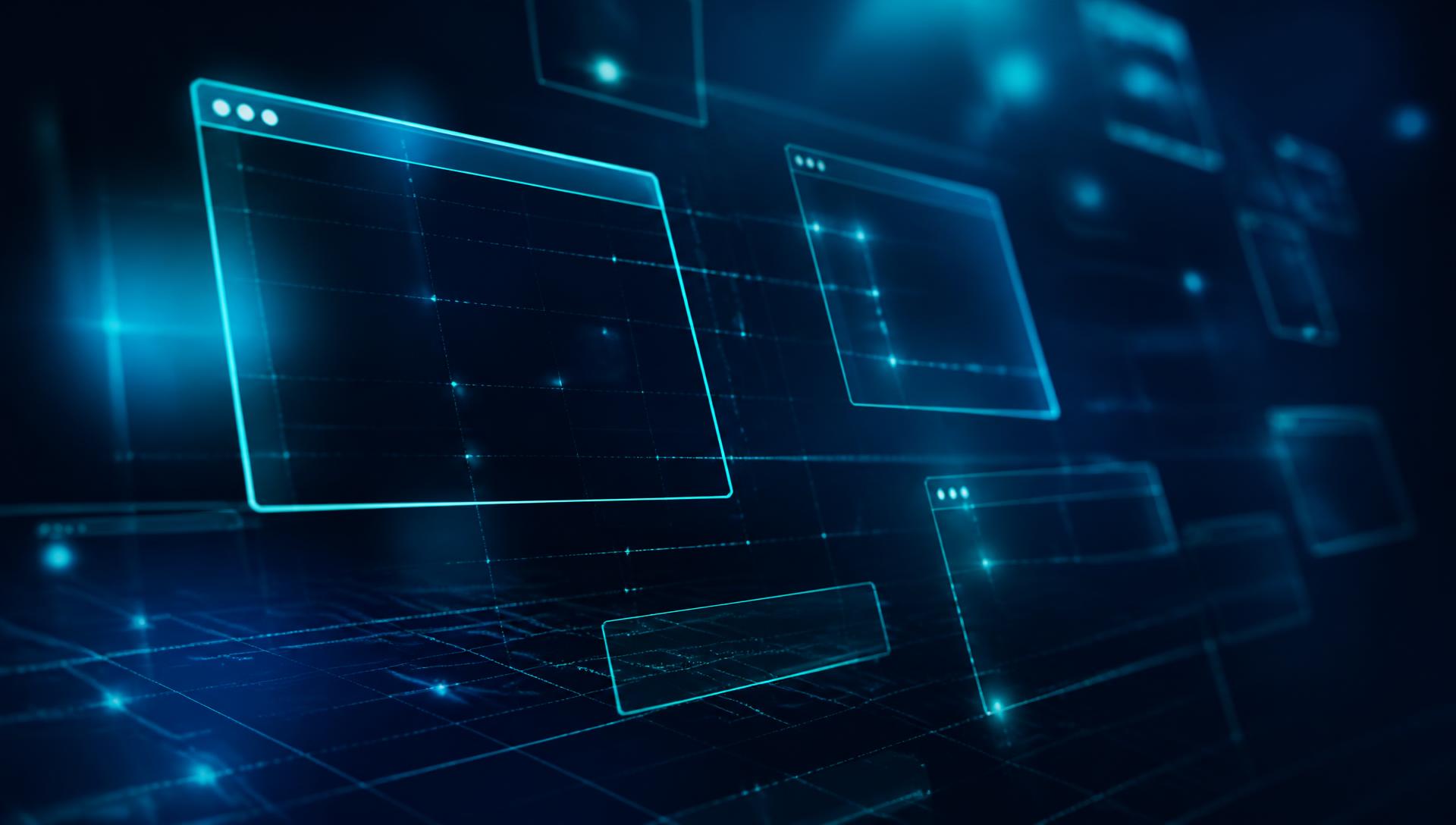 Abstract glowing browser windows representing custom websites